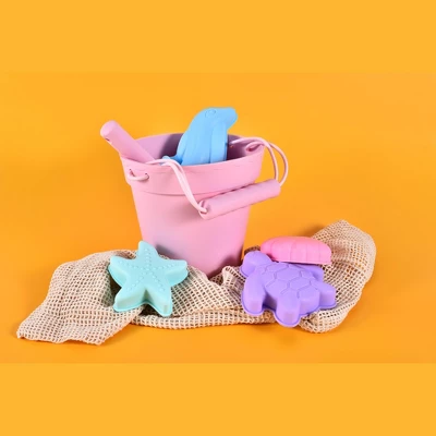 Link Ready! Set! Play! Silicone Beach & Pool Toy 7pc Set For Travel Easy To Clean Bucket Shovel 4 Sands Molds For Toddlers & Babies Carry Bag Included 1 Link Ready! Set! Play! Silicone Beach & Pool Toy 7pc Set For Travel Easy To Clean Bucket Shovel 4 Sands Molds For Toddlers & Babies Carry Bag Included