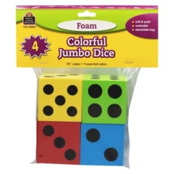 Teacher Created Resources® Foam Colorful Jumbo Dice, 2-1/2", Pack Of 4