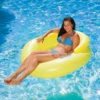 Swim Central 50" Inflatable Yellow Water Pop Floating Lounger With Black Mesh Seat