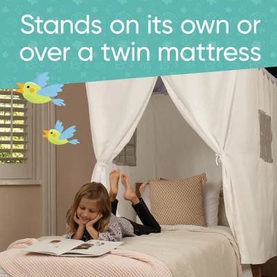 Hearthsong Cozy Cottage Bed Canopy With LED Lights Designed For Twin Or Queen-Sized Bed - Gray 3 Hearthsong Cozy Cottage Bed Canopy With LED Lights Designed For Twin Or Queen-Sized Bed - Gray - Image 3