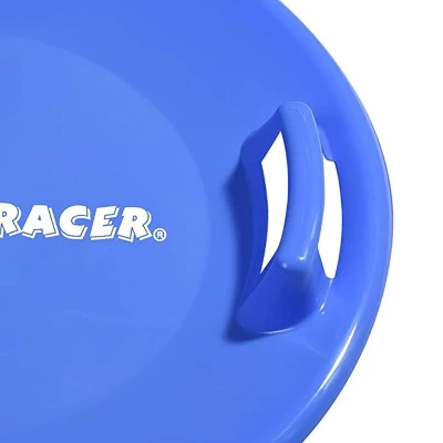 Slippery Racer Heavy-Duty Cold Resistant Downhill Pro Adults And Kids Plastic Outdoor Winter Saucer Disc Snow Sled With Handles, Blue 1 Slippery Racer Heavy-Duty Cold Resistant Downhill Pro Adults And Kids Plastic Outdoor Winter Saucer Disc Snow Sled With Handles, Blue
