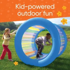 Hearthsong Roll With It Giant Inflatable Colorful Rolling Wheel For Active Outdoor Play