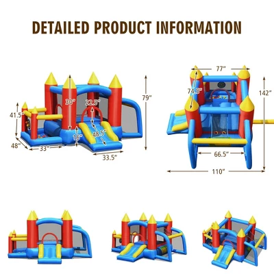 Costway Kid Inflatable Bounce House Slide Jumping Castle W/Soccer Goal Ball Pit & Blower 1 Costway Kid Inflatable Bounce House Slide Jumping Castle W/Soccer Goal Ball Pit & Blower