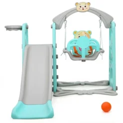 Costway 4-in-1 Toddler Climber And Swing Set W/ Basketball Hoop & Ball PinkGreen -LITTLE TIKES Shop GUEST ab7d42d4 41d4 4562 b146 b2773d274231