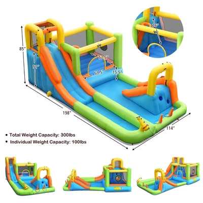 Costway Inflatable Water Slide Park Bounce House Climbing Wall 1 Costway Inflatable Water Slide Park Bounce House Climbing Wall