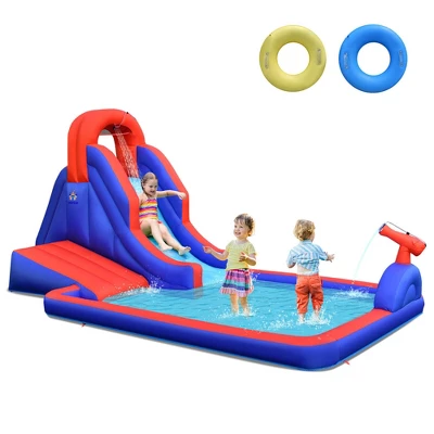 Costway Inflatable Water Slide Park W/ Climb Slide Pool & 2 Swim Rings Blower Excluded 9 Costway Inflatable Water Slide Park W/ Climb Slide Pool & 2 Swim Rings Blower Excluded - Image 9