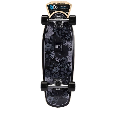 ReDo Skateboard Co. 24" Standard Skateboard - Black Floral 2 ReDo Skateboard Co. 24" Standard Skateboard - Black Floral - Image 2