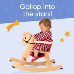 Hearthsong Grow With Me™ Toddler's Wooden Rocking Horse With Removable Side Guardrails And Rubber Stoppers