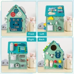 Costway Wooden Busy House Montessori Toy With Sensory Games & Interior Storage Space Blue/Pink -LITTLE TIKES Shop GUEST b1031e39 6291 4906 9d8f a1c15ef3776a