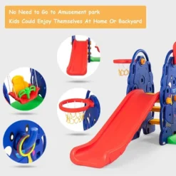 Costway 3 In 1 Junior Children Climber Slide Swing Seat Basketball Hoop Playset Backyard -LITTLE TIKES Shop GUEST b1339543 5165 4a31 9f19 66df663030b3