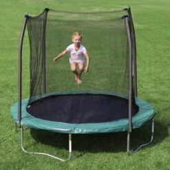 Skywalker Trampolines SWTC811 8-Foot Round Outdoor Backyard Kids Trampoline With Safety Enclosure Net, Green