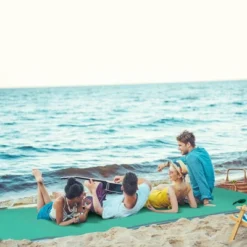 Soozier Floating Mat For Lakes And Pools With 5 Drink Holders, Portable Water Mat Lily Pad, Green