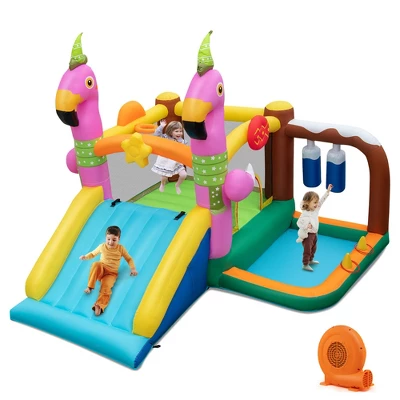 Costway Flamingo-Themed Bounce Castle 7-in-1 Kids Inflatable Jumping House 12 Costway Flamingo-Themed Bounce Castle 7-in-1 Kids Inflatable Jumping House - Image 12