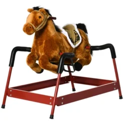 Qaba Kids Spring Rocking Horse, Ride On Horse For Girls And Boys With Animal Sounds, Plush Horse Ride-on With Soft Feel, Interactive Toy For Kids -LITTLE TIKES Shop GUEST b82fb91b 154f 4570 abac 72be9557d863
