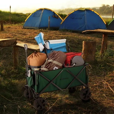 Camco Woods Outdoor Collapsible Folding Garden Utility Wagon Cart W/ 225 Pound Capacity, 7 Cubic Feet Of Storage For Camping, Beach, & Park, Green 3 Camco Woods Outdoor Collapsible Folding Garden Utility Wagon Cart W/ 225 Pound Capacity, 7 Cubic Feet Of Storage For Camping, Beach, & Park, Green - Image 3