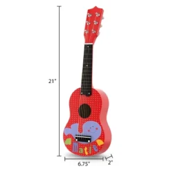 Kid's Toy Acoustic Guitar With 6 Tunable Strings, Real Musical Sounds- Colorful Instrument For Toddlers, Children Learning To Play Music By Toy Time
