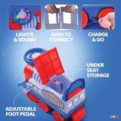 Ride On Toy Train With Tracks - Electric Features Fun Flashing Lights And Music, Storage Seat, 16 Tracks - Playable Without Tracks – Play22Usa