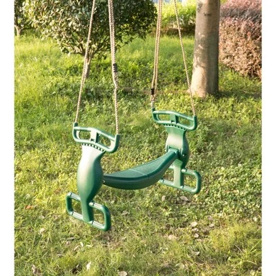 PLAYBERG Outdoor Swingset Plastic Double Glider Playground Patio 2 Person Kids Fun Swing, Green 2 PLAYBERG Outdoor Swingset Plastic Double Glider Playground Patio 2 Person Kids Fun Swing, Green - Image 2