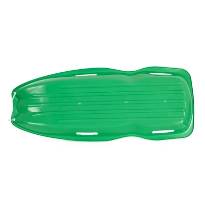 Slippery Racer Downhill Xtreme Flexible Adults And Kids Plastic Toboggan Snow Sled For Up To 2 Riders With Pull Rope And Handles, Green 3 Slippery Racer Downhill Xtreme Flexible Adults And Kids Plastic Toboggan Snow Sled For Up To 2 Riders With Pull Rope And Handles, Green - Image 3