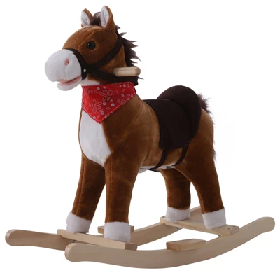 Qaba Kids Ride On Rocking Horse Plush Toy With Realistic Sounds And Red Scarf For Over 3 Years Old Birth Gift 3 Qaba Kids Ride On Rocking Horse Plush Toy With Realistic Sounds And Red Scarf For Over 3 Years Old Birth Gift - Image 3