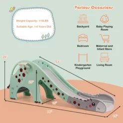 Costway 3 In 1 Kids Climber Slide Play Set W/ Basketball Hoop Indoor Outdoor Yellow/Green