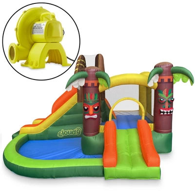Cloud 9 Bounce House, Jungle Theme, With Blower - Inflatable Bouncer With Two Slides, Jumping Area, And Ball Pit 1 Cloud 9 Bounce House, Jungle Theme, With Blower - Inflatable Bouncer With Two Slides, Jumping Area, And Ball Pit