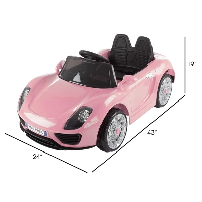Toy Time Motorized Electric Ride-On Sports Car - 6V Battery-Powered With Remote Control - Pink 4 Toy Time Motorized Electric Ride-On Sports Car - 6V Battery-Powered With Remote Control - Pink - Image 4