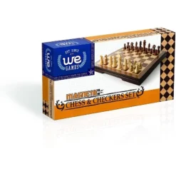 WE Games Magnetic Folding Chess & Checkers Set - Walnut Wood Finish - 8 Inch For Travel -LITTLE TIKES Shop GUEST be2e6409 8805 45f8 9ab2 9e8702740631