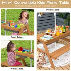 Babyjoy 3-in-1 Kids Picnic Table Outdoor Water Sand Table W/ Umbrella Play Boxes -LITTLE TIKES Shop GUEST c0b8b77e 56cf 4add 9234 909394f3f193