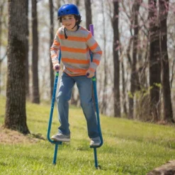 HearthSong Adjustable Ergonomic Amazing Feats Kids Stilts With Treaded Foot Rests, Arced Feet, And Foam Handles, Blue -LITTLE TIKES Shop GUEST c11e1334 3d9c 4901 a630 d6060d363fbf