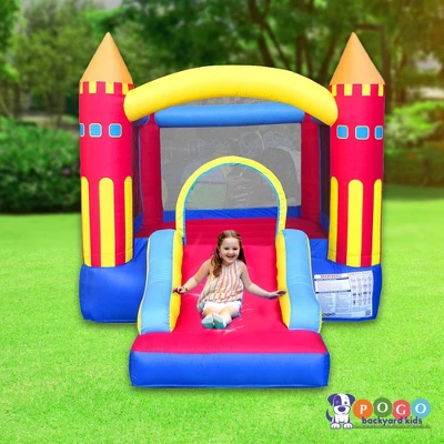 Pogo Bounce House Backyard Kids Colorful Castle Inflatable Bounce House With Slide 2 Pogo Bounce House Backyard Kids Colorful Castle Inflatable Bounce House With Slide - Image 2
