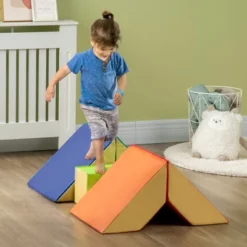 Qaba 5-Piece Soft Play Equipment, Large Baby Foam Playset For Creativity And Shape Discovery With Easy-to-Clean Surface Toddler Educational Toy