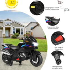 Costway 12V Kids Ride On Motorcycle Electric Motor Bike W/ Training Wheels & Light Black -LITTLE TIKES Shop GUEST c31076b4 fd49 4a69 9125 e0a85b90c9b9