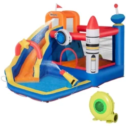 Outsunny 5-in-1 Inflatable Water Slide Kids Bounce House Space Theme Includes Slide Trampoline Pool Cannon Climbing Wall With 450W Air Blower -LITTLE TIKES Shop GUEST c347e766 8764 44ca 9284 20f7093008f3