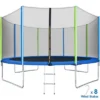 Kids Trampoline With Safety Fence Netting, Ladder And Wind Stakes - ModernLuxe
