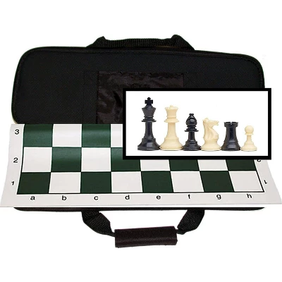 WE Games Complete Tournament Chess Set, Weighted Chess Pieces With Green Roll-up Chess Board And Travel Canvas Bag 1 WE Games Complete Tournament Chess Set, Weighted Chess Pieces With Green Roll-up Chess Board And Travel Canvas Bag