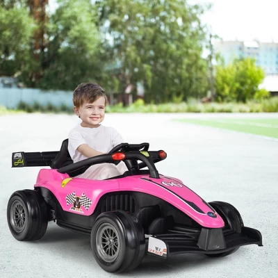 Costway 12V Kids Ride On Car Electric Racing Truck Remote Control W/ MP3 & Lights YellowPinkRed 2 Costway 12V Kids Ride On Car Electric Racing Truck Remote Control W/ MP3 & Lights YellowPinkRed - Image 2