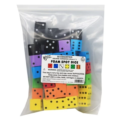 Koplow Games Foam Spot Dice, 1", Assorted Colors, Bag Of 50 1 Koplow Games Foam Spot Dice, 1", Assorted Colors, Bag Of 50