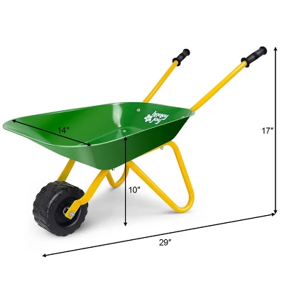 Costway Steel Wheelbarrow For Kids Red/Green 1 Costway Steel Wheelbarrow For Kids Red/Green