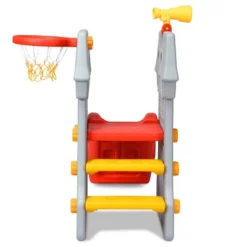 Children Climber Slide Set W/ Basketball Hoop And Telescope Toy Indoor & Outdoor