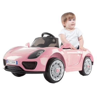 Toy Time Motorized Electric Ride-On Sports Car - 6V Battery-Powered With Remote Control - Pink 3 Toy Time Motorized Electric Ride-On Sports Car - 6V Battery-Powered With Remote Control - Pink - Image 3
