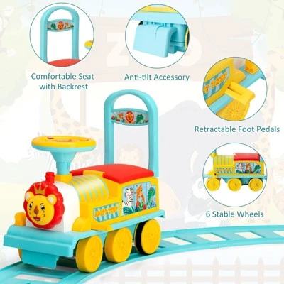 Costway 6V Electric Kids Ride On Train Motorized Train Toy W/ Track & 6 Wheels 9 Costway 6V Electric Kids Ride On Train Motorized Train Toy W/ Track & 6 Wheels - Image 9