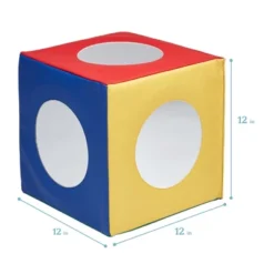 ECR4Kids SoftZone Mirror Cube, Soft Sensory Tummy Time Toy For Infants And Babies