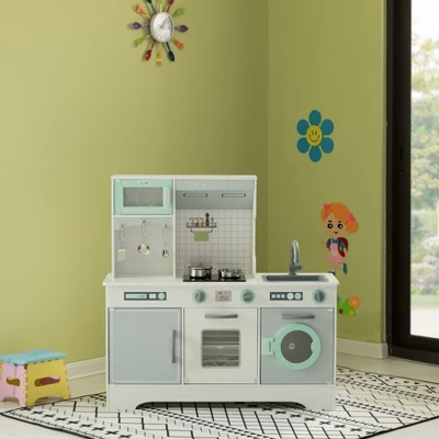 Gardenised Wooden Play Kitchen Toy, Light On Microwave, Cabinet, Washer, Sound Electronic Stove, Microwave And Sink Ages 3+ 5 Gardenised Wooden Play Kitchen Toy, Light On Microwave, Cabinet, Washer, Sound Electronic Stove, Microwave And Sink Ages 3+ - Image 5