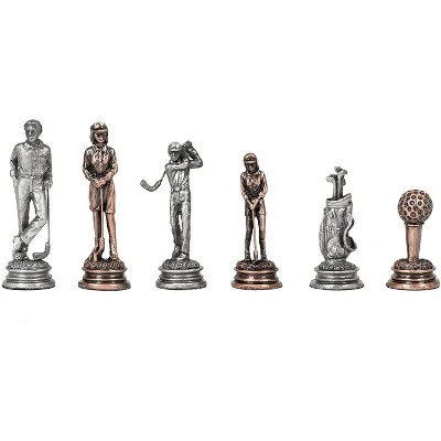 WE Games Golf Chess & Checkers Game Set - Pewter Chessmen & Black Stained Wood Board With Storage Drawers 15 In. 2 WE Games Golf Chess & Checkers Game Set - Pewter Chessmen & Black Stained Wood Board With Storage Drawers 15 In. - Image 2