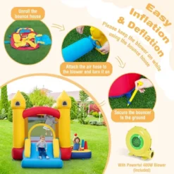 Costway Kids Bouncy Castle With Slide & Ball Pit Pool Ocean Balls & 480W Blower Included -LITTLE TIKES Shop GUEST c84b1b3f 90b4 4001 92ae c925d8670a46