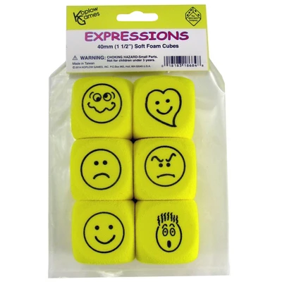 Koplow Games Foam Expressions Dice, 6 Per Pack, 2 Packs 1 Koplow Games Foam Expressions Dice, 6 Per Pack, 2 Packs