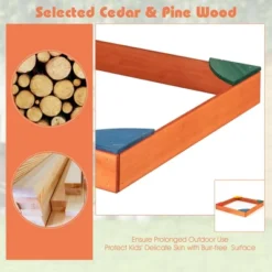 Costway Kids Wooden Backyard Sandbox W/ Built-in Corner Seating Kid's Outdoor Furniture -LITTLE TIKES Shop GUEST c84d36c1 0bda 4095 ad16 364987da62b8