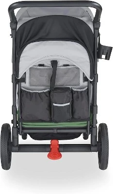 Larktale Caravan - 200 Lbs. Capacity, Double Seater Collapsible Wagon, All-Terrain Stroller Wagon For Kids And Babies - 2023 Version - Gray/Green