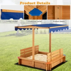 Costway Kids Wooden Sandbox W/ Canopy & 2 Bench Seats Bottom Liner For Outdoor -LITTLE TIKES Shop GUEST c89da555 c387 4535 bc29 6719a3c7bc37